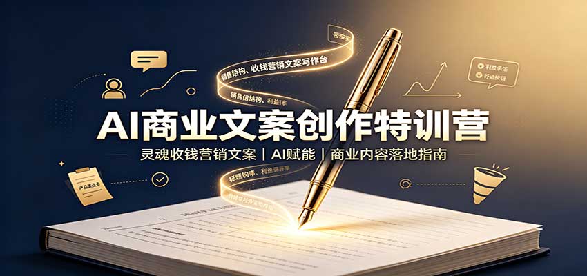 AI商业文案创作特训营：灵魂收钱营销文案，AI赋能，商业内容落地指南-智富思维学堂