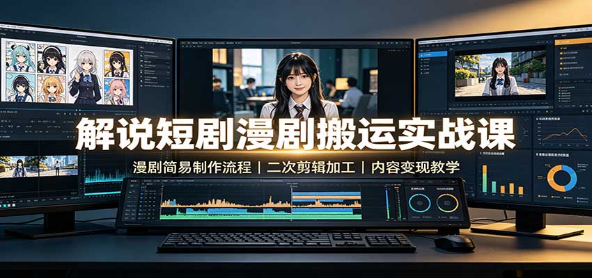解说短剧漫剧搬运实战课：漫剧简易制作流程，二次剪辑加工，内容变现教学-智富思维学堂