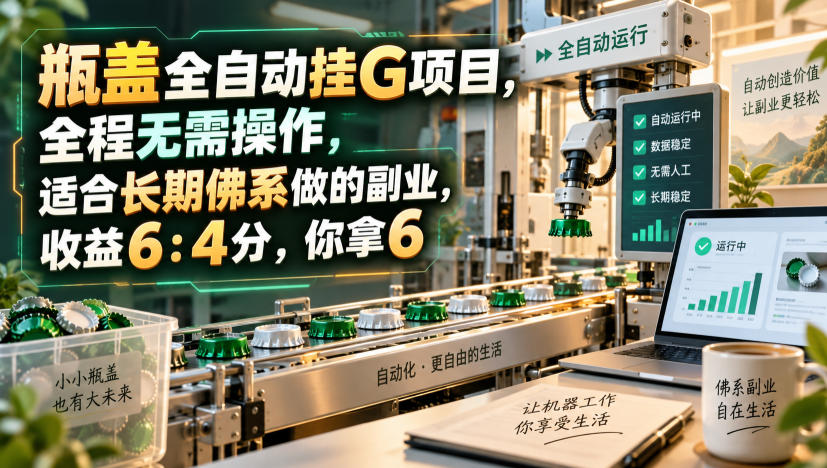瓶盖全自动挂G项目,全程无需操作,适合长期佛系做的副业,收益6:4分,你拿6【揭秘】-智富思维学堂
