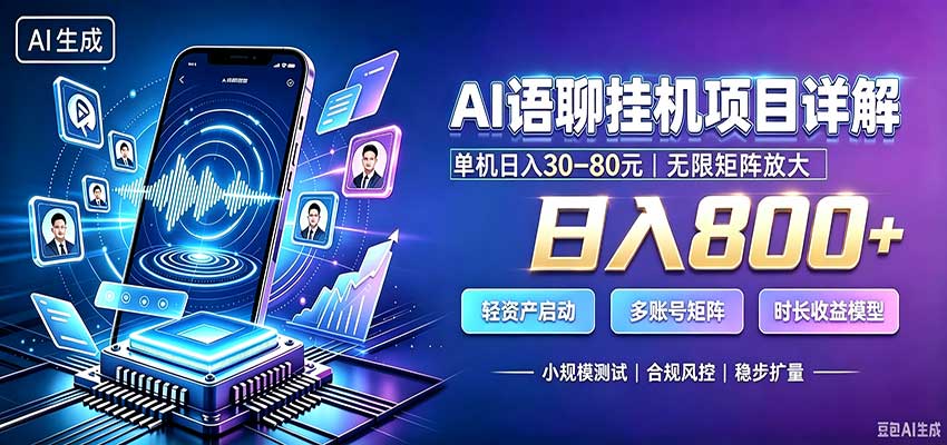 AI语聊挂机，日入800+，适用个人副业，工作室矩阵操作-智富思维学堂