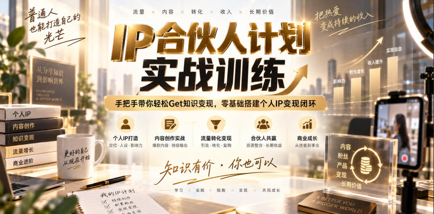 IP合伙人计划实战训练,手把手带你轻松Get知识变现,零基础搭建个人IP变现闭环(更新260908)-智富思维学堂