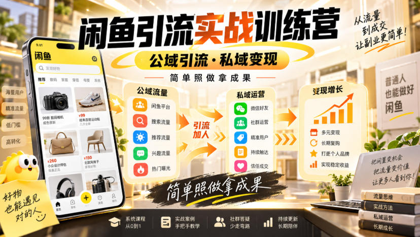 闲鱼引流实战训练营,公域引流·私域变现,简单照做拿成果-智富思维学堂