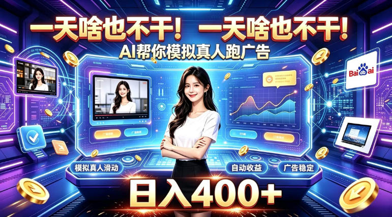一天啥也不干!AI帮你模拟真人跑广告,稳定日入400+,实现真正被动变现【揭秘】-智富思维学堂
