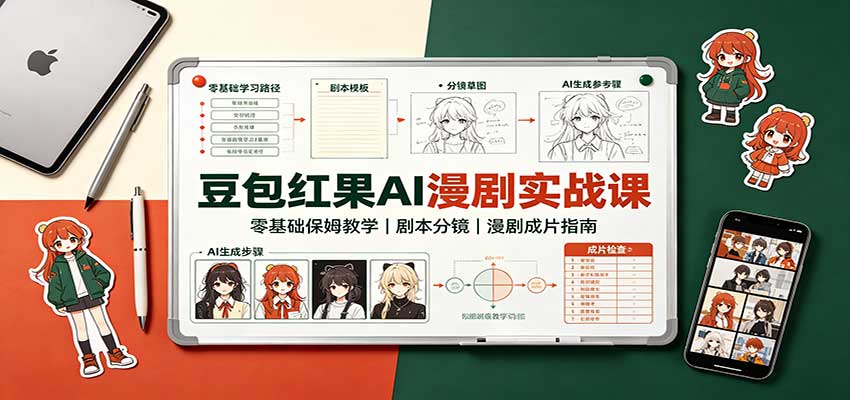 豆包红果AI漫剧实战课：零基础保姆教学，剧本分镜，漫剧成片指南-智富思维学堂