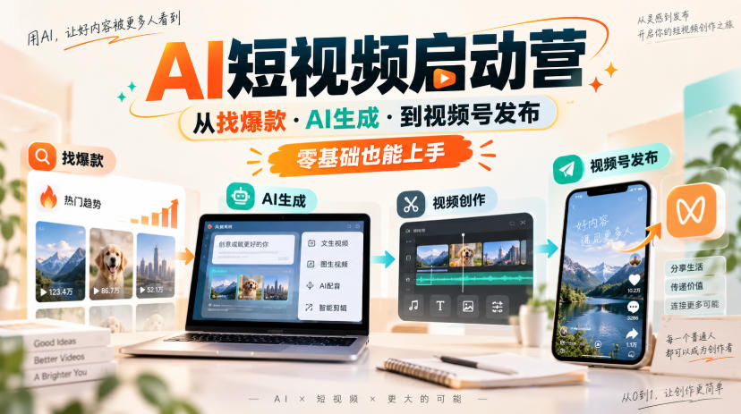 AI短视频启动营，从找爆款·AI生成·到视频号发布，零基础也能上手-智富思维学堂
