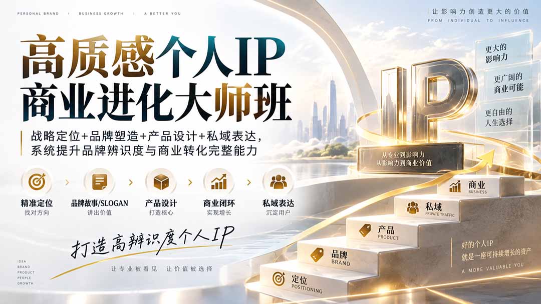 图片[2]-高质感个人IP商业进化大师班：战略定位+品牌塑造+产品设计+私域表达，系统提升品牌辨识度与商业转化完整能力-智富思维学堂