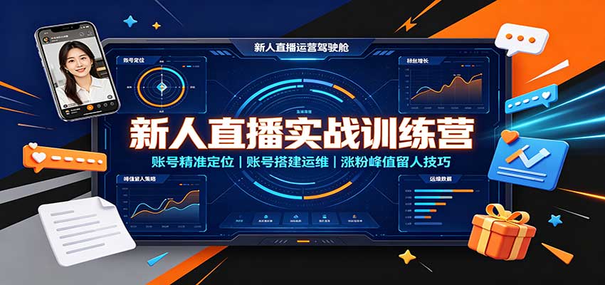 新人直播实战训练营：账号精准定位，账号搭建运维，涨粉峰值留人技巧-智富思维学堂
