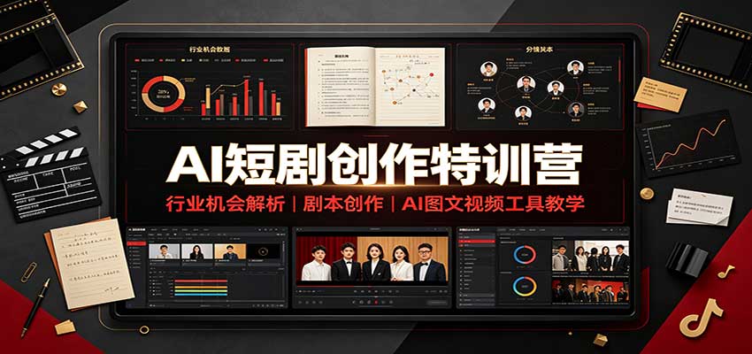 AI短剧创作特训营：行业机会解析，剧本创作，AI图文视频工具教学(文字版)-智富思维学堂