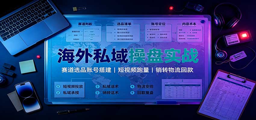 海外私域操盘实战：赛道选品账号搭建，短视频跑量，销转物流回款-智富思维学堂
