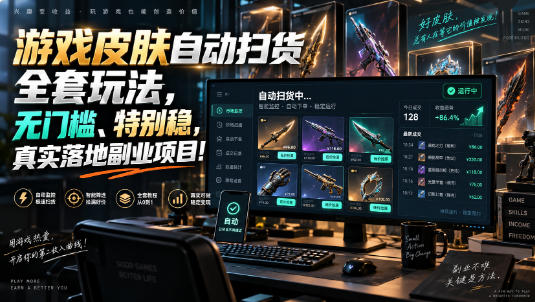 游戏皮肤自动扫货全套玩法，无门槛、特别稳，真实落地副业项目！【揭秘】-智富思维学堂