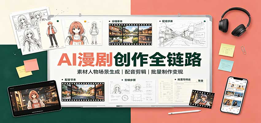 AI漫剧创作全链路：素材人物场景生成，配音剪辑，批量制作变现-智富思维学堂