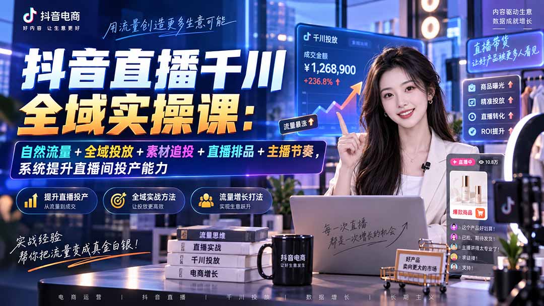 图片[2]-抖音直播千川全域实操课：自然流量+全域投放+素材追投+直播排品+主播节奏，系统提升直播间投产能力-智富思维学堂