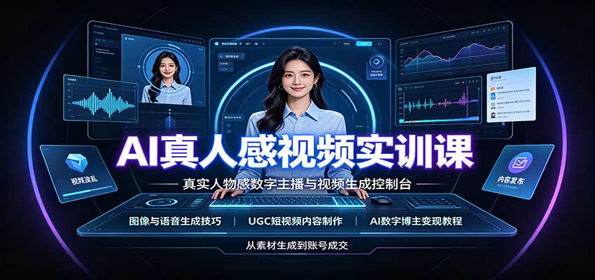 AI真人感视频实训课：图像语音生成，UGC内容制作，AI数字博主变现教程-智富思维学堂