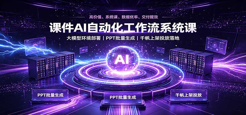 课件AI自动化工作流系统课：大模型环境部署，PPT批量生成，千帆上架投放落地-智富思维学堂