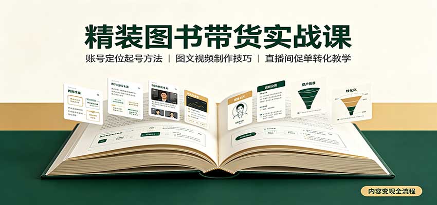 精装图书带货实战课：账号定位起号方法，图文视频制作，促单转化教学-智富思维学堂