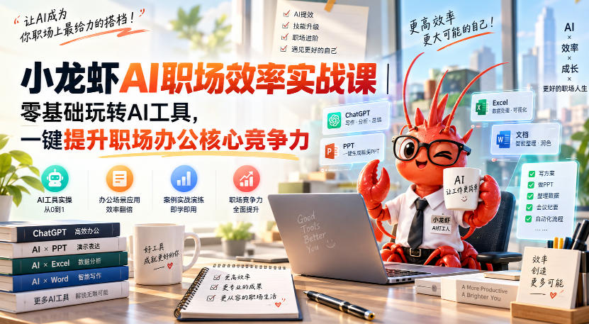 小龙虾AI职场效率实战课｜零基础玩转AI工具，一键提升职场办公核心竞争力-智富思维学堂