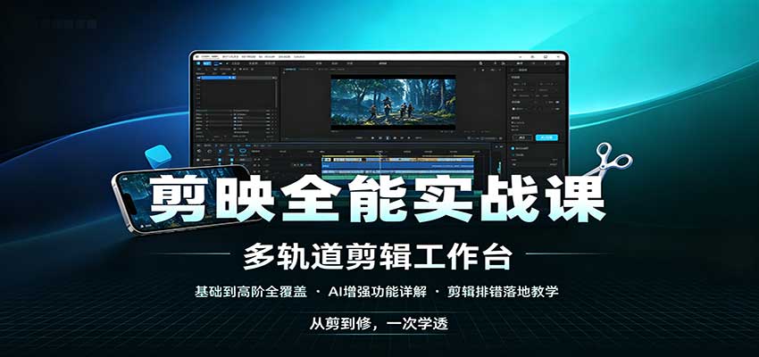 剪映全能实战课：基础到高阶全覆盖，AI增强功能，剪辑排错落地教学-智富思维学堂