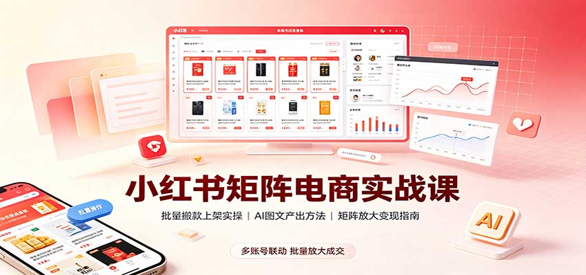 小红书矩阵电商实战课：批量搬款上架实操，AI图文产出，矩阵放大变现指南-智富思维学堂