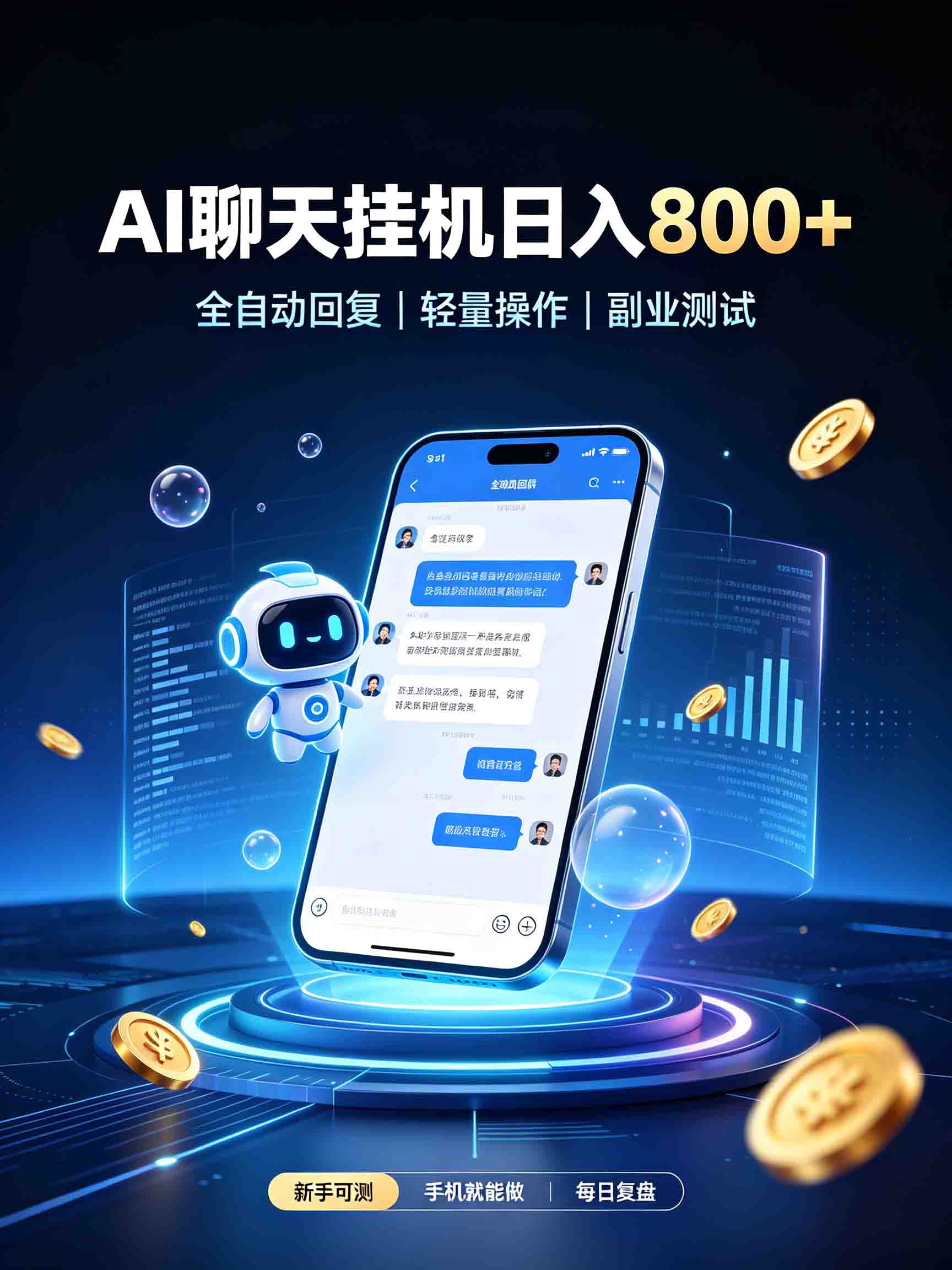 AI聊天挂机，日入800+，适用个人副业，工作室矩阵操作-智富思维学堂