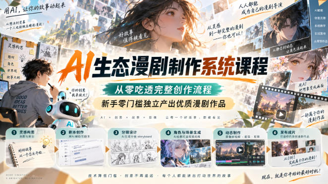 AI生态漫剧制作系统课程,从零吃透完整创作流程,新手零门槛独立产出优质漫剧作品-智富思维学堂