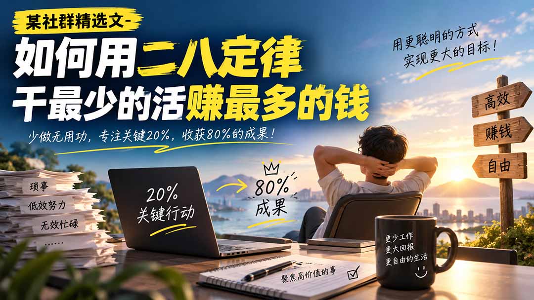 图片[2]-某社群精选文-如何用二八定律干最少的活赚最多的钱-智富思维学堂