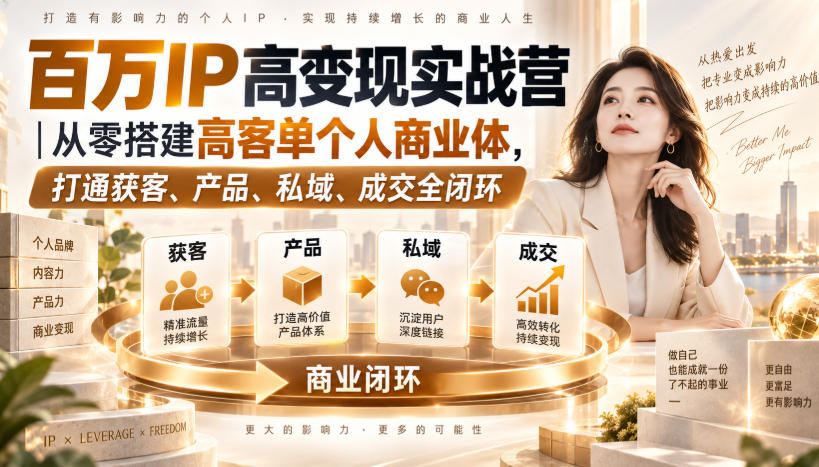 百万IP高变现实战营|从零搭建高客单个人商业体,打通获客、产品、私域、成交全闭环-智富思维学堂