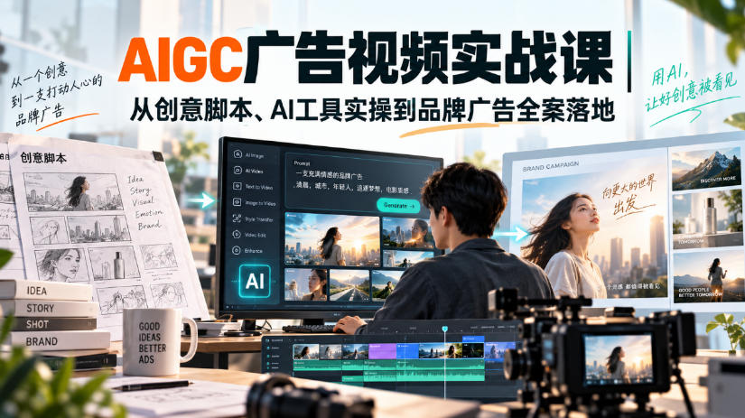 AIGC广告视频实战课|从创意脚本、AI工具实操到品牌广告全案落地-智富思维学堂
