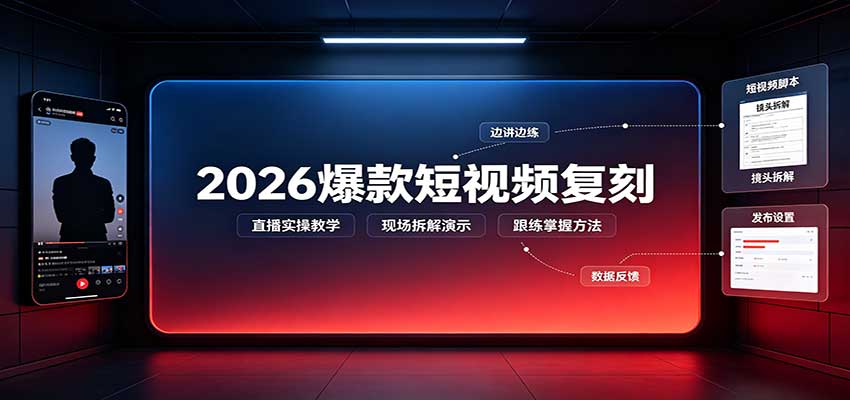 2026爆款短视频复刻：直播实操教学，配套文字文档掌握全流程-智富思维学堂
