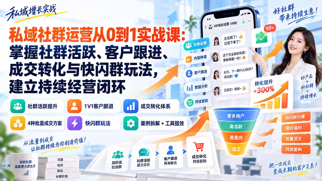 图片[2]-私域社群运营从0到1实战课：掌握社群活跃、客户跟进、成交转化与快闪群玩法，建立持续经营闭环-智富思维学堂