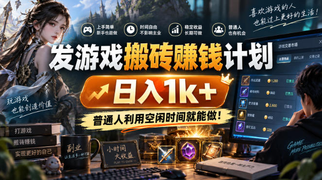 发游戏搬砖賺钱计划,日入1k+,普通人利用空闲时间就能做!【揭秘】-智富思维学堂