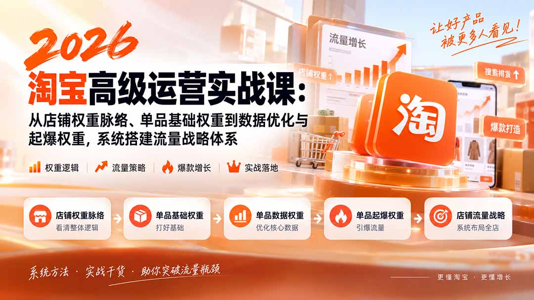 图片[2]-2026淘宝高级运营实战课：从店铺权重脉络、单品基础权重到数据优化与起爆权重，系统搭建流量战略体系-智富思维学堂