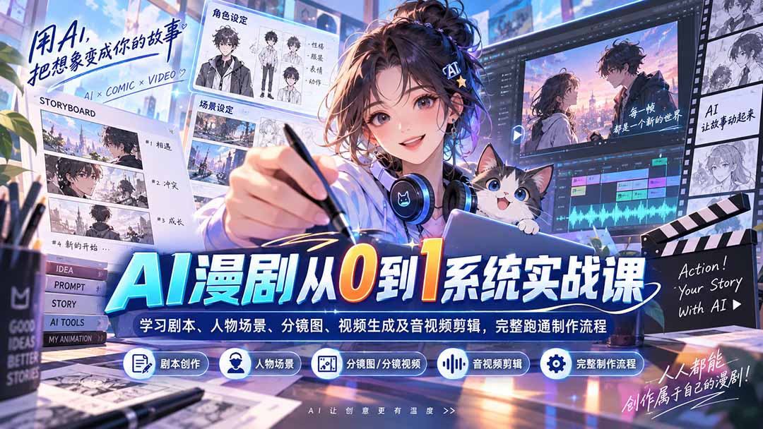 图片[2]-AI漫剧从0到1系统实战课：学习剧本、人物场景、分镜图、视频生成及音视频剪辑，完整跑通制作流程-智富思维学堂