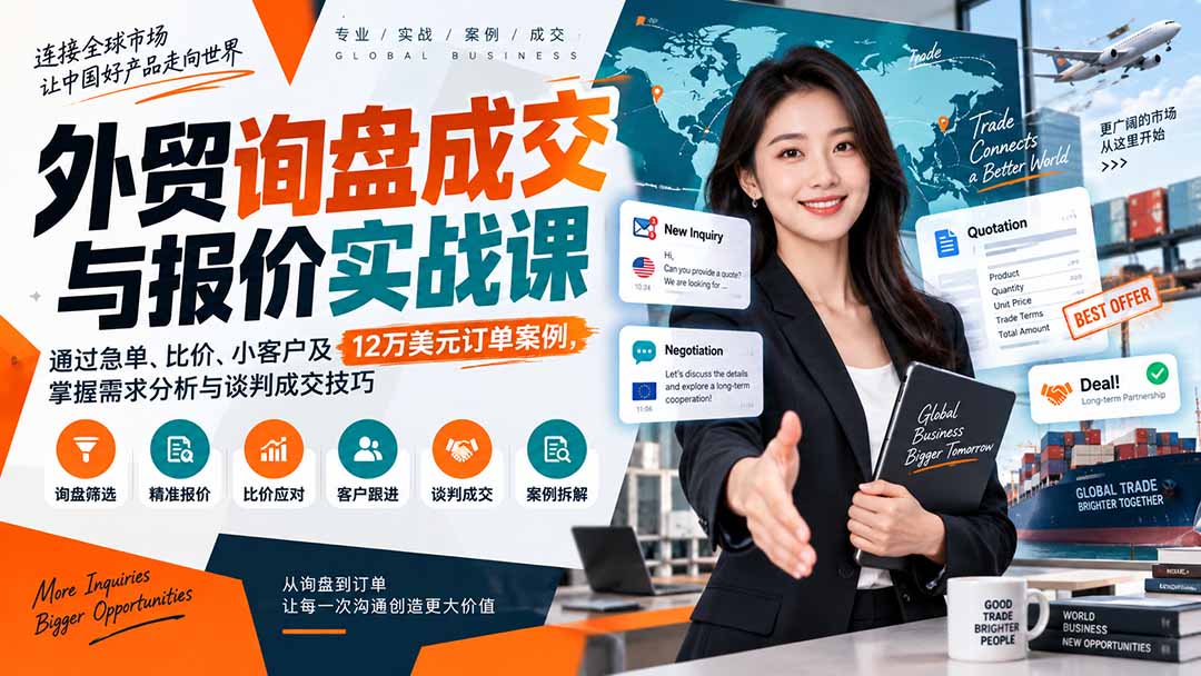 图片[2]-外贸询盘成交与报价实战课：通过急单、比价、小客户及12万美元订单案例，掌握需求分析与谈判成交技巧-智富思维学堂