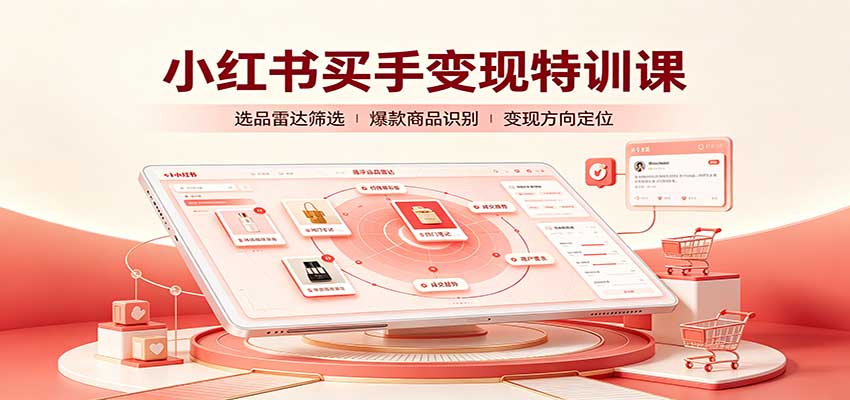 小红书买手变现特训课：账号定位养号起号，选品挂车，笔记标题封面全套教学-智富思维学堂