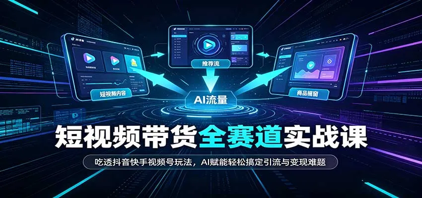 短视频带货全赛道：吃透抖音快手视频号玩法，AI赋能轻松搞定引流与变现难题-智富思维学堂