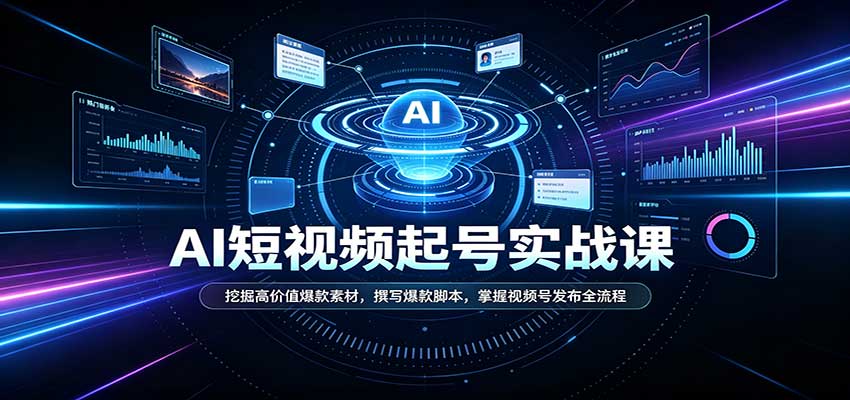 短视频AI起号实战课：挖掘高价值爆款素材，撰写爆款脚本，掌握视频号发布全流程-智富思维学堂