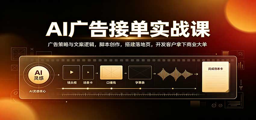 AI广告接单实战：广告策略与文案逻辑，脚本创作，搭建落地页，开发客户拿下商业大单-智富思维学堂
