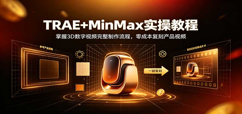 TRAE+MinMax实操教程：3D数字视频完整制作流程，零成本复刻产品视频-智富思维学堂