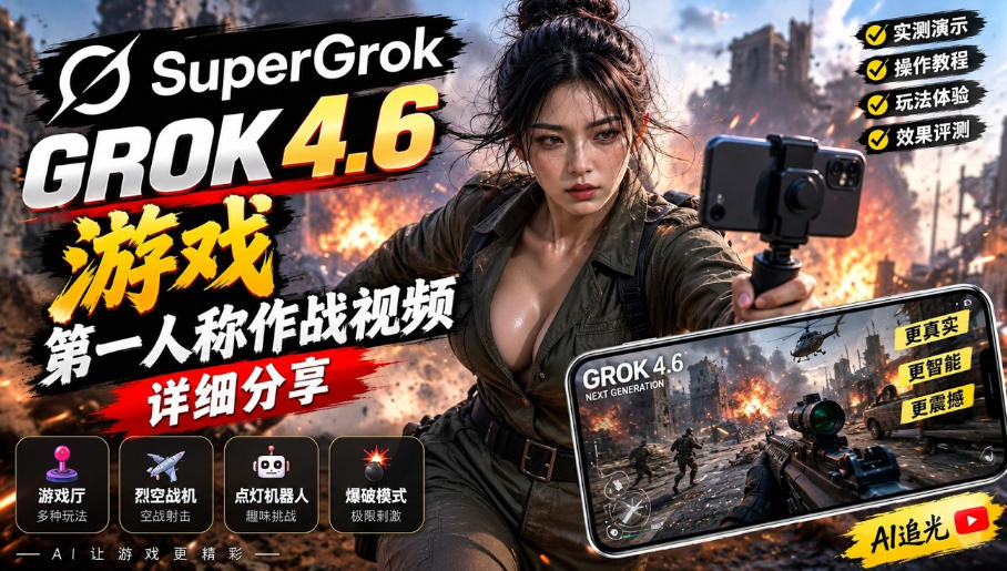 Grok 4.6也能做游戏?第一人称作战视频实测|玩法详细讲解-智富思维学堂