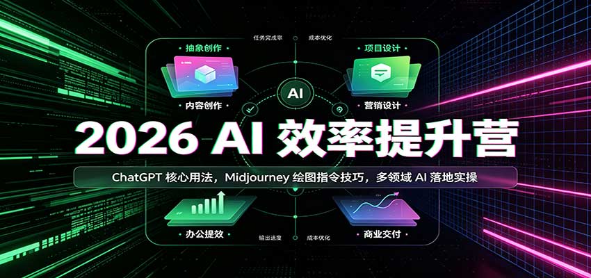2026 AI效率提升营：ChatGPT核心用法，Midjourney绘图指令技巧，多领域AI落地实操-智富思维学堂