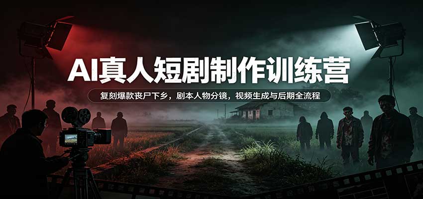 AI真人短剧制作训练营：复刻爆款丧尸下乡，剧本人物分镜，视频生成与后期全流程-智富思维学堂