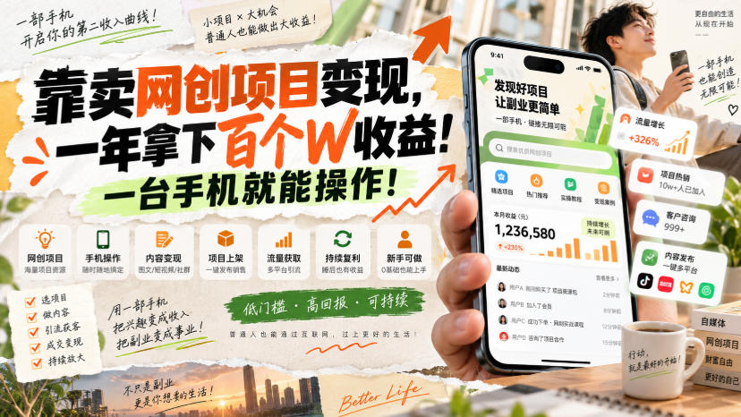 网创小程序虚拟资料变现，一年拿下百万收益，一部手机就可以做，0成本变现副业！-智富思维学堂