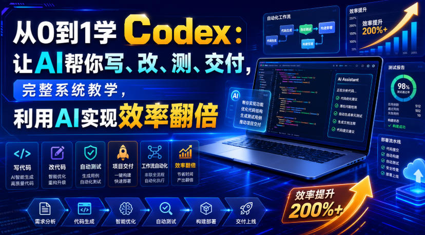 从0到1学Codex:让AI帮你写、改、测、交付,完整系统教学,利用AI实现效率翻倍(更新0918)-智富思维学堂