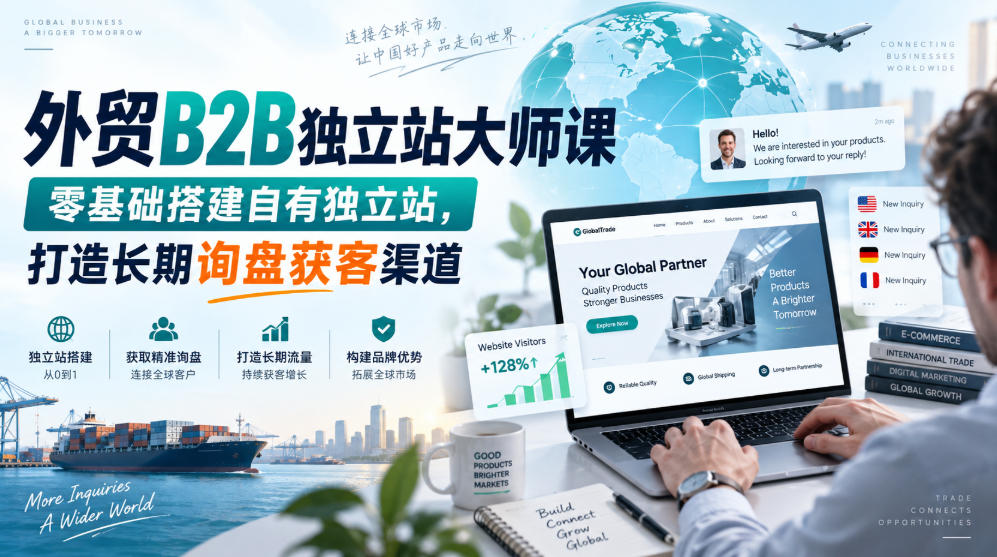 外贸B2B独立站大师课，零基础搭建自有独立站，打造长期询盘获客渠道-智富思维学堂
