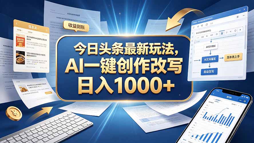 今日头条最新玩法，AI 一键创作改写，简单易上手，轻松日入 1000 +-智富思维学堂