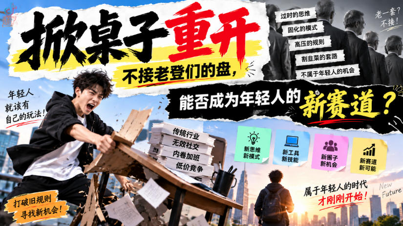 某公众号付费文章:掀桌子重开,不接老登们的盘,能否成为年轻人的新赛道?-智富思维学堂