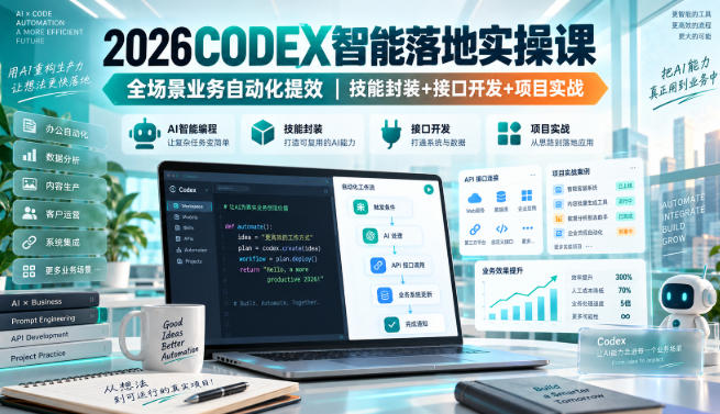 2026Codex智能落地实操课,全场景业务自动化提效,技能封装+接口开发+项目实战-智富思维学堂