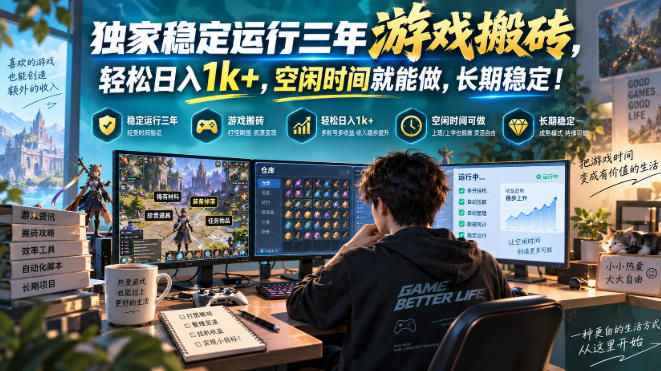 独家稳定运行三年游戏搬砖,轻松日入1k+,空闲时间就能做,长期稳定!【揭秘】-智富思维学堂
