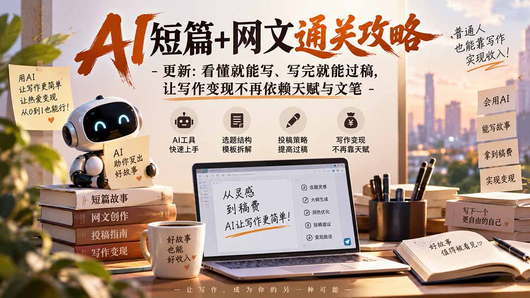 AI短篇+网文通关攻略-更新0921:看懂就能写、写完就能过稿,让写作变现不再依赖天赋与文笔-智富思维学堂