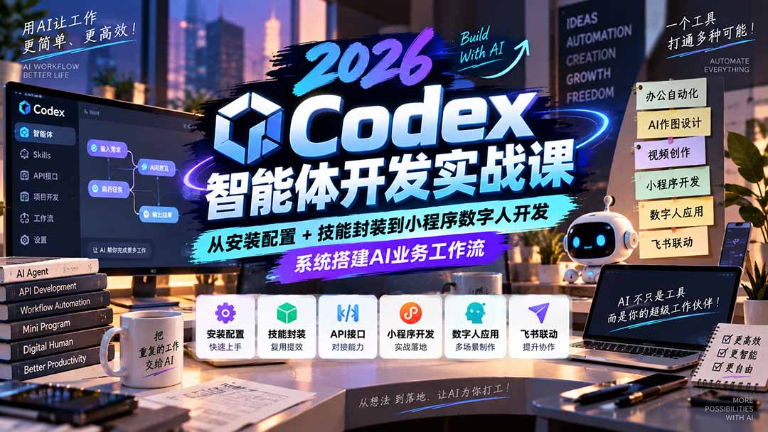 图片[2]-2026Codex智能体开发实战课：从安装配置+技能封装到小程序数字人开发，系统搭建AI业务工作流-智富思维学堂